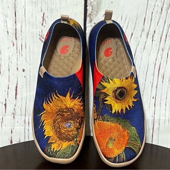 UIN Shoes - UIN Toledo Sunflower Print Slip-On Unisex Shoes super light and comfortable 7.5